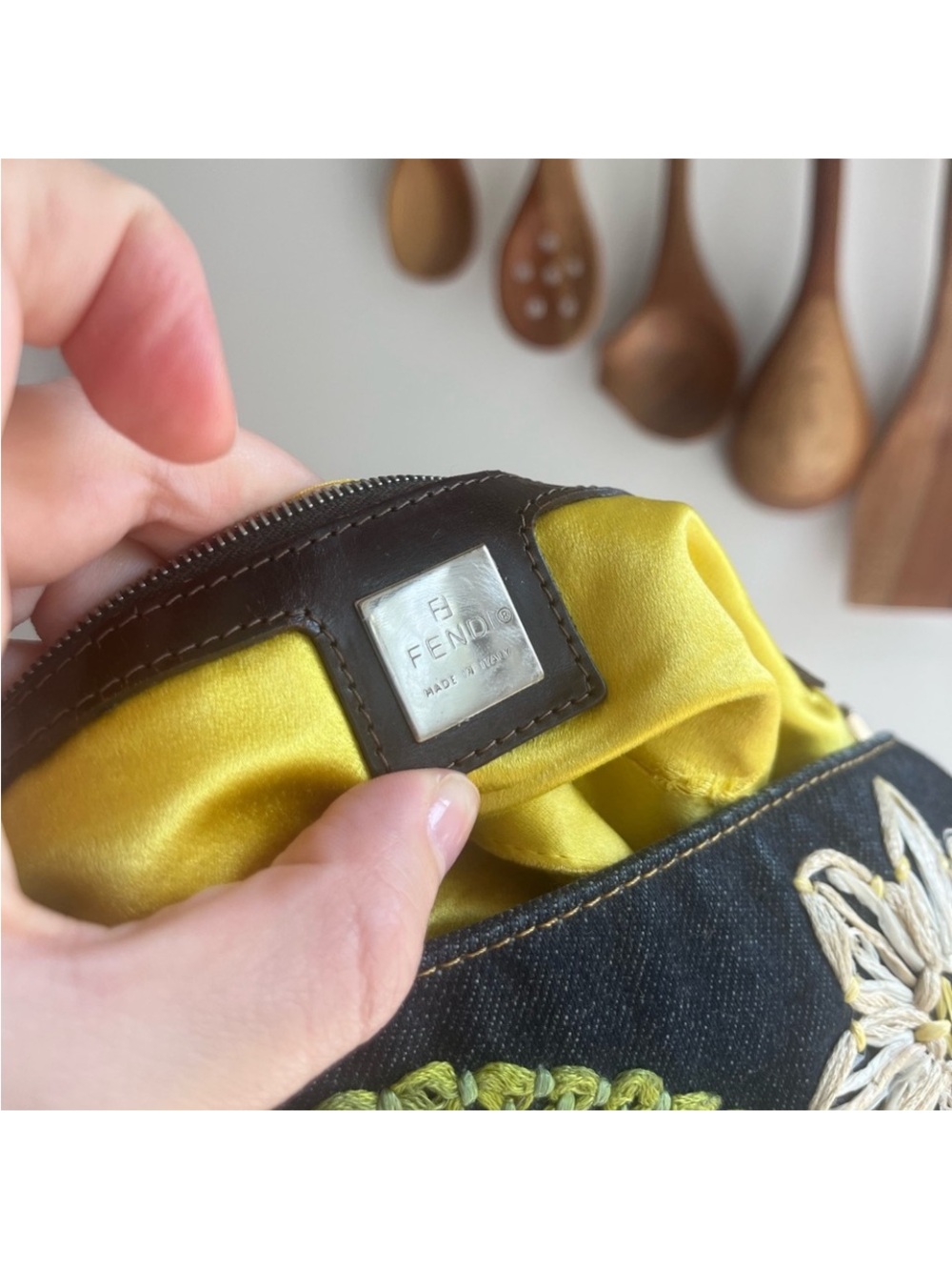 Fendi Baguette Denim Raffia Bag - Picture 8 of 12